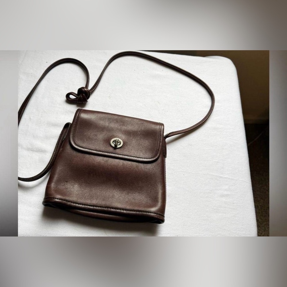 Y2K COACH Tango Brown Leather Bag Nickel Hardware Crossbody Bag Vintage 1990s - Picture 1 of 7